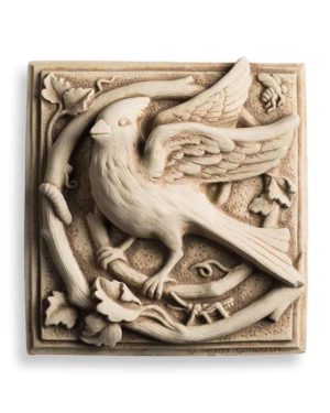 Cast Stone Plaque Featuring Birds Classic Cardinal
